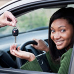 Driver takes the car key